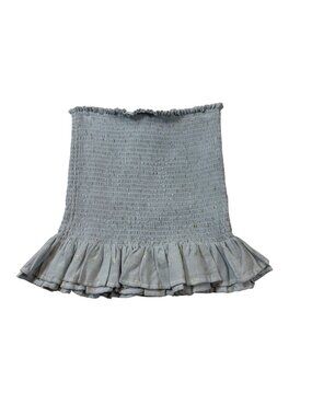 NWT Koch Nicole Skirt Bayou Blue Ruffle Hem Gold Accents Cotton Small (bin GG71)